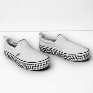 Punkrose Women's Checkerboard Canvas Slip On Sneakers, Size 9.5